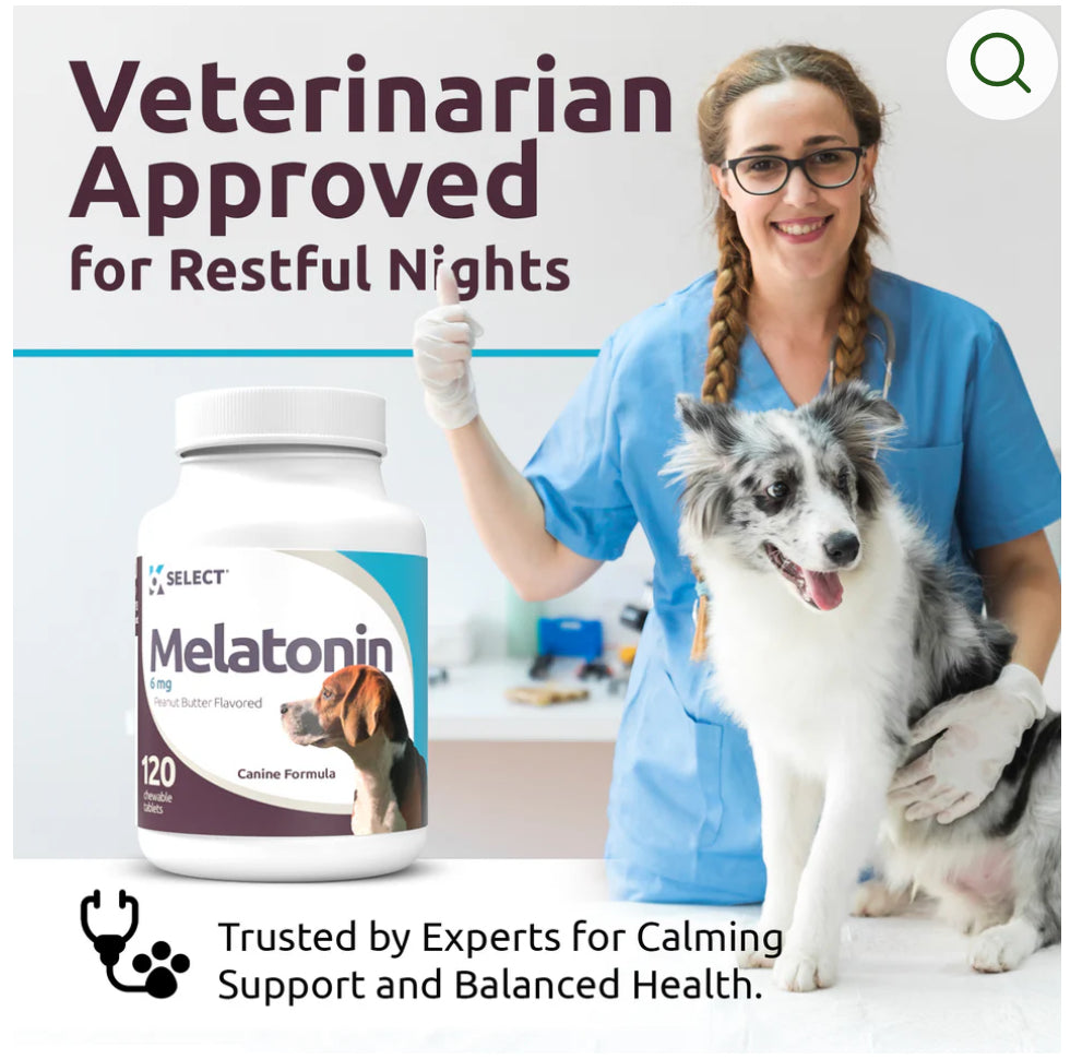 K9 Select Melatonin for Dogs 6mg, 120 Tablets Peanut Butter Flavoured