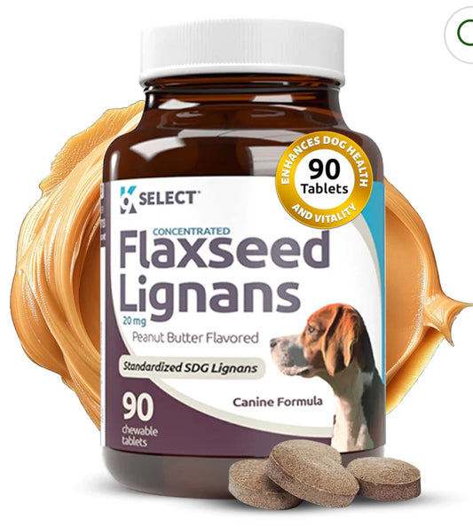 K9 Select Peanut Butter Flavoured Flaxseed Lignans for Dogs 20mg 90 Tablets SDG