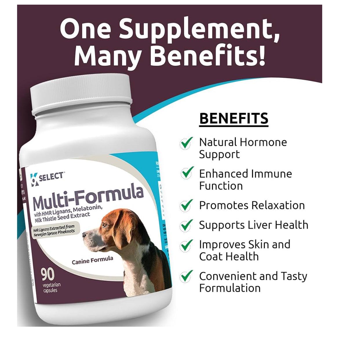 K9 Select Unflavoured Multi-Formula With HMR Lignans and Melatonin for Medium Dogs 20mg 90 Tablets