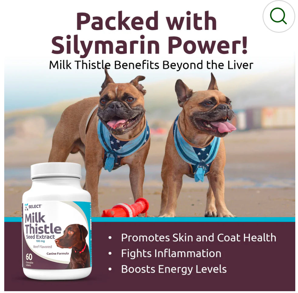 K9 Select Beef Flavoured Milk Thistle Seed Extract for Dogs 100mg 60 Tablets