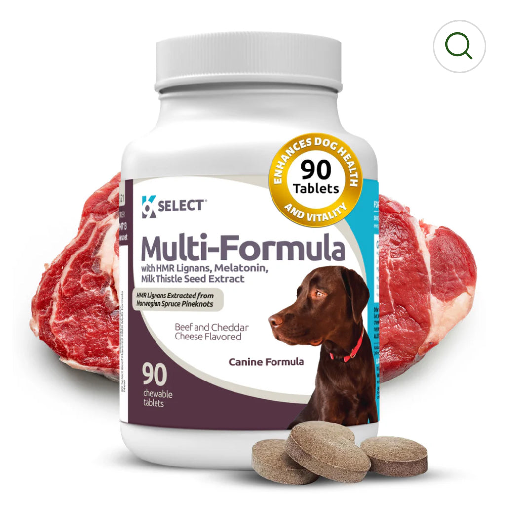 K9 Select Beef Flavoured Multi-Formula With HMR Lignans and Melatonin for Large Dogs 30mg 90 Tablets