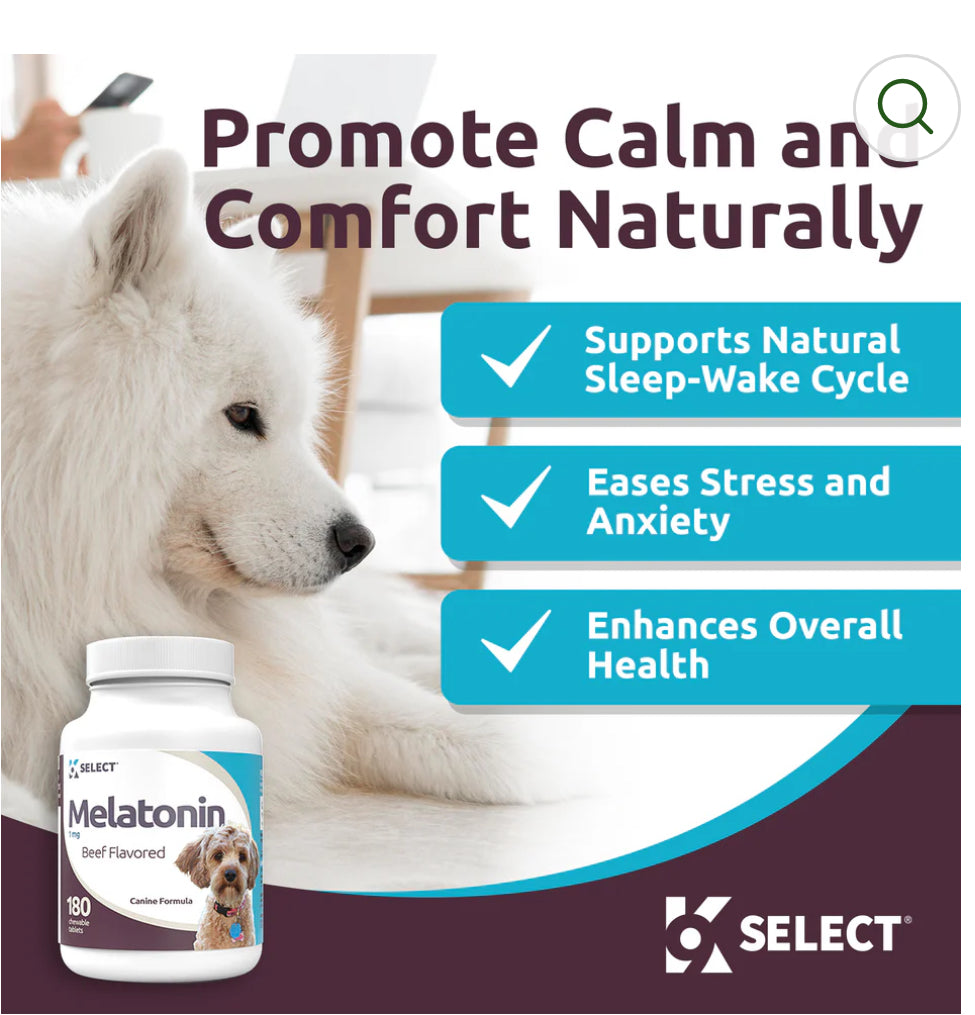 K9 Select Melatonin for Dogs 1mg, 180 Tablets Beef Flavoured