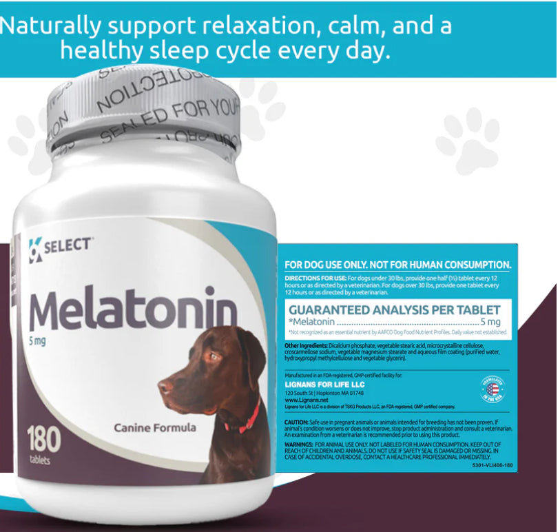 K9 Select Melatonin for Dogs 5mg, 180 Tablets Unflavored