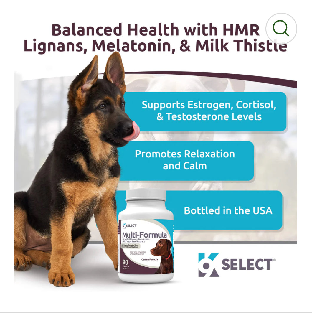 K9 Select Beef Flavoured Multi-Formula With HMR Lignans and Melatonin for Large Dogs 30mg 90 Tablets