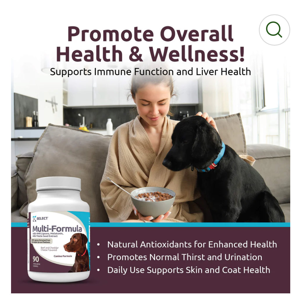 K9 Select Beef Flavoured Multi-Formula With HMR Lignans and Melatonin for Large Dogs 30mg 90 Tablets