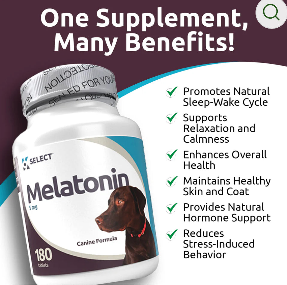K9 Select Melatonin for Dogs 5mg, 180 Tablets Unflavored