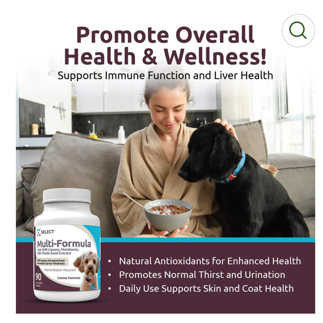 K9 Select Peanut Butter Flavoured Multi-Formula With HMR Lignans and Melatonin for Small Dogs 10mg 90 Tablets
