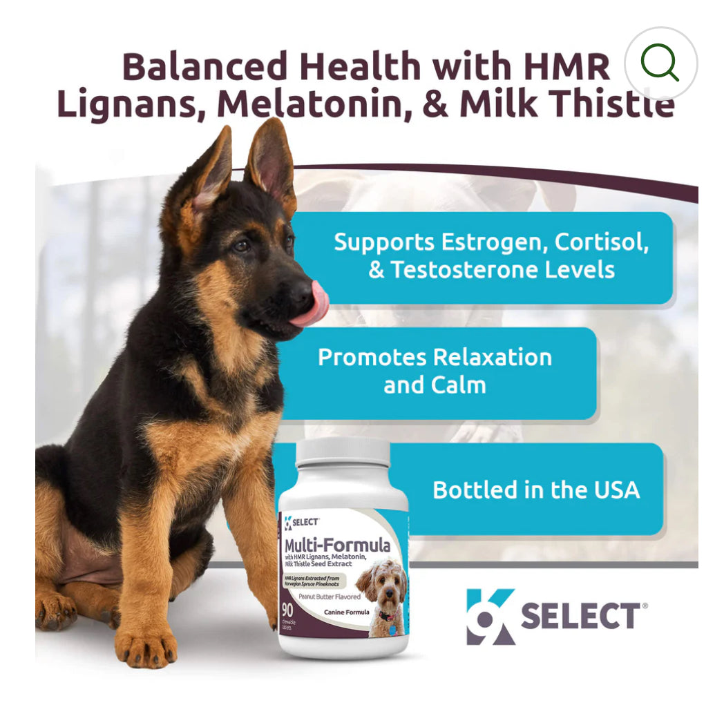 K9 Select Peanut Butter Flavoured Multi-Formula With HMR Lignans and Melatonin for Small Dogs 10mg 90 Tablets