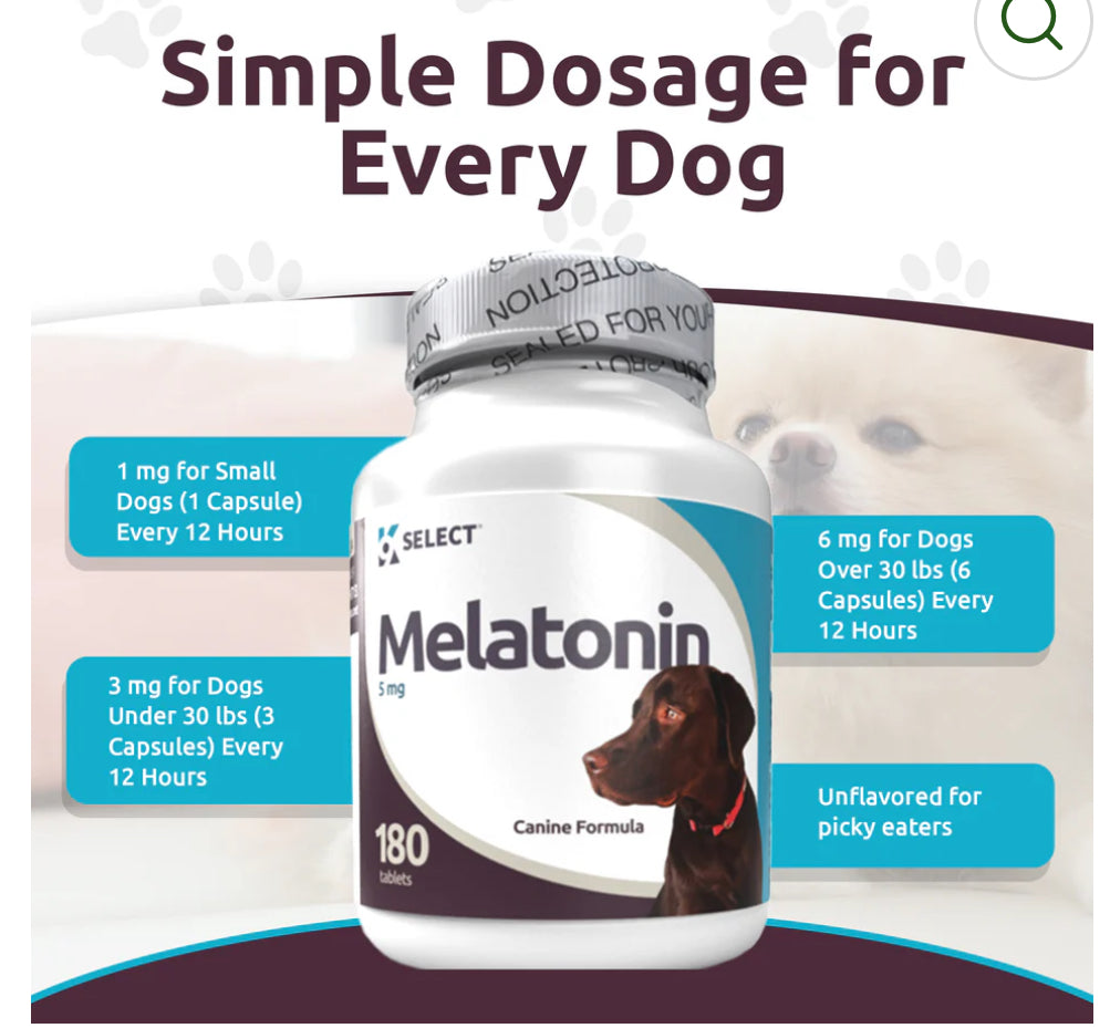 K9 Select Melatonin for Dogs 3mg, 120 Tablets Peanut Butter Flavoured