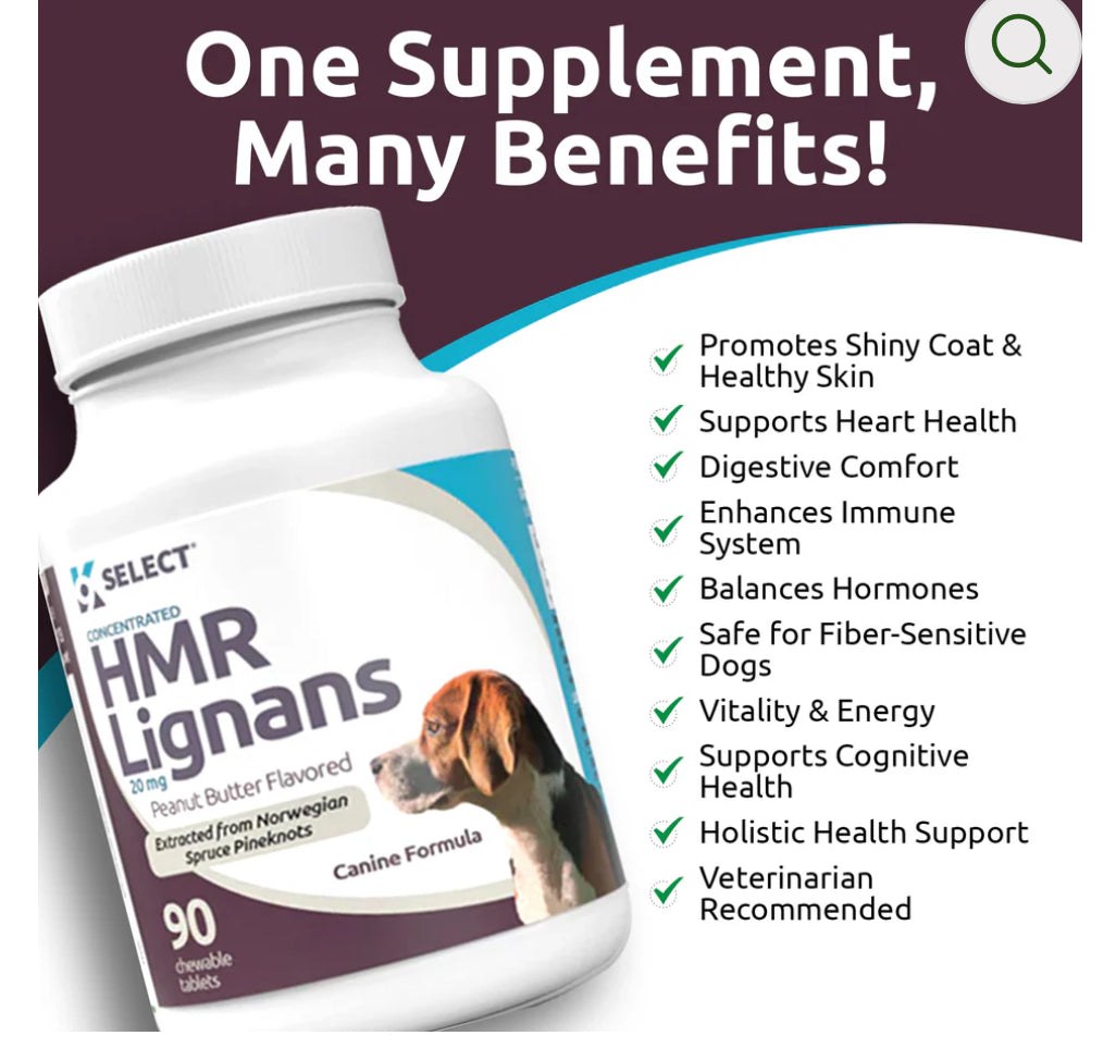 K9 Select Peanut Butter Flavoured HMR Lignans for Dogs 20mg 90 Tablets