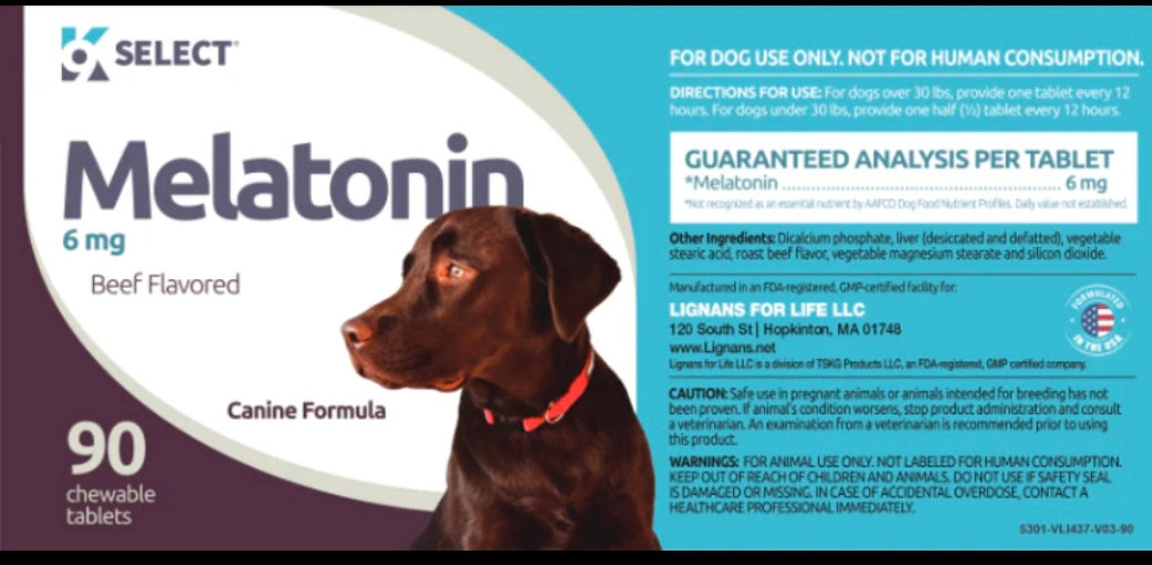 K9 Select Melatonin for Dogs 6mg, 90 Tablets Beef Flavoured