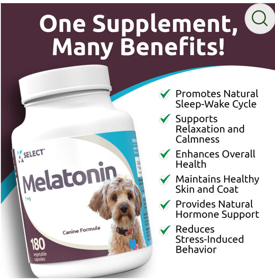 K9 Select Melatonin for Dogs 1mg, 180 Tablets Unflavored