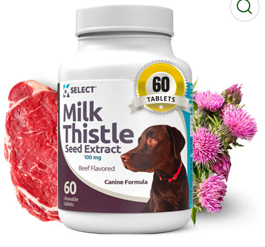 K9 Select Beef Flavoured Milk Thistle Seed Extract for Dogs 100mg 60 Tablets