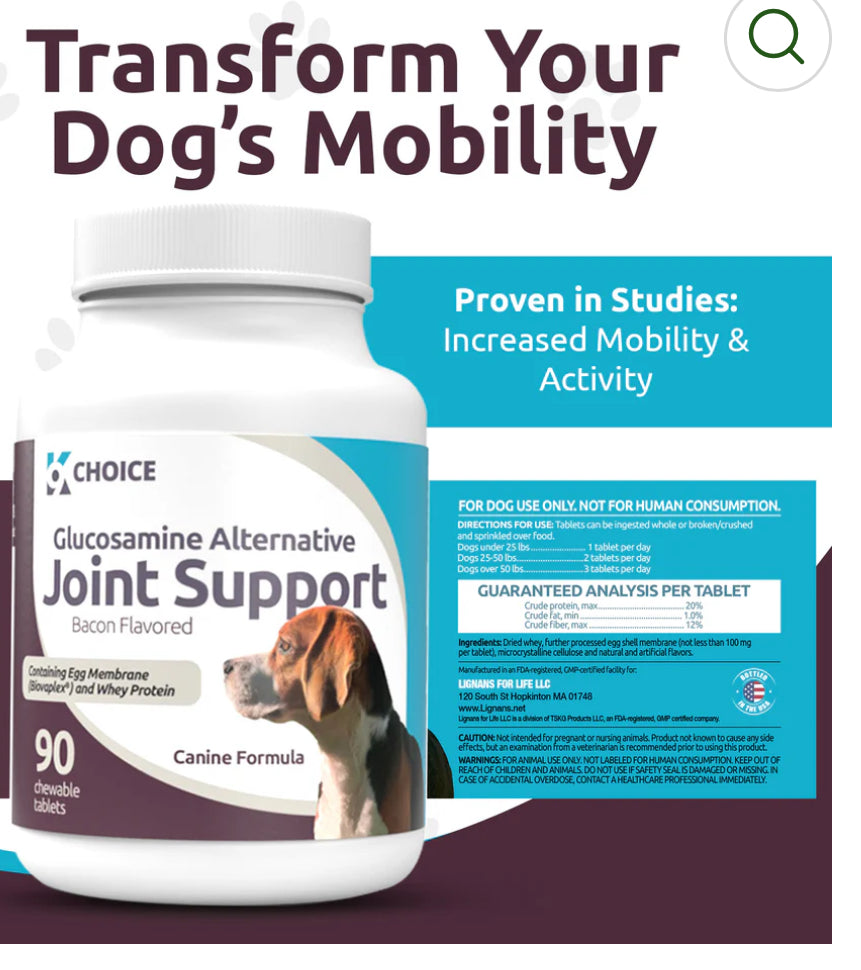 K9 Select Joint Support for Dogs with BiovaPlex - Glucosamine Alternative 90 Tablets