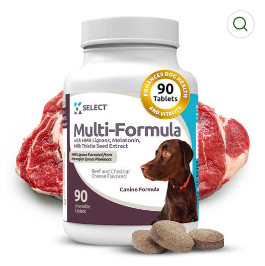 K9 Select Beef Flavoured Multi-Formula With HMR Lignans and Melatonin for Large Dogs 30mg 90 Tablets
