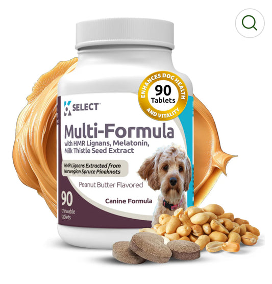 K9 Select Peanut Butter Flavoured Multi-Formula With HMR Lignans and Melatonin for Small Dogs 10mg 90 Tablets