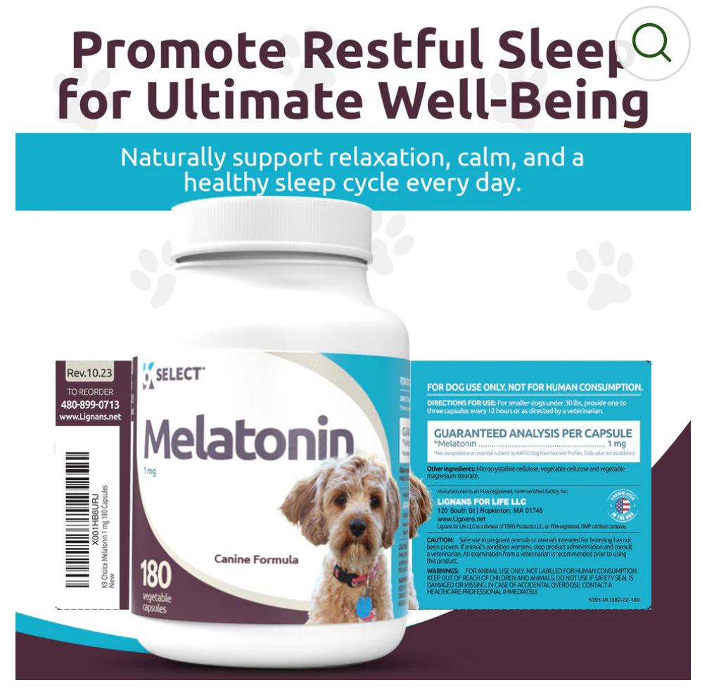 K9 Select Melatonin for Dogs 1mg, 180 Tablets Unflavored