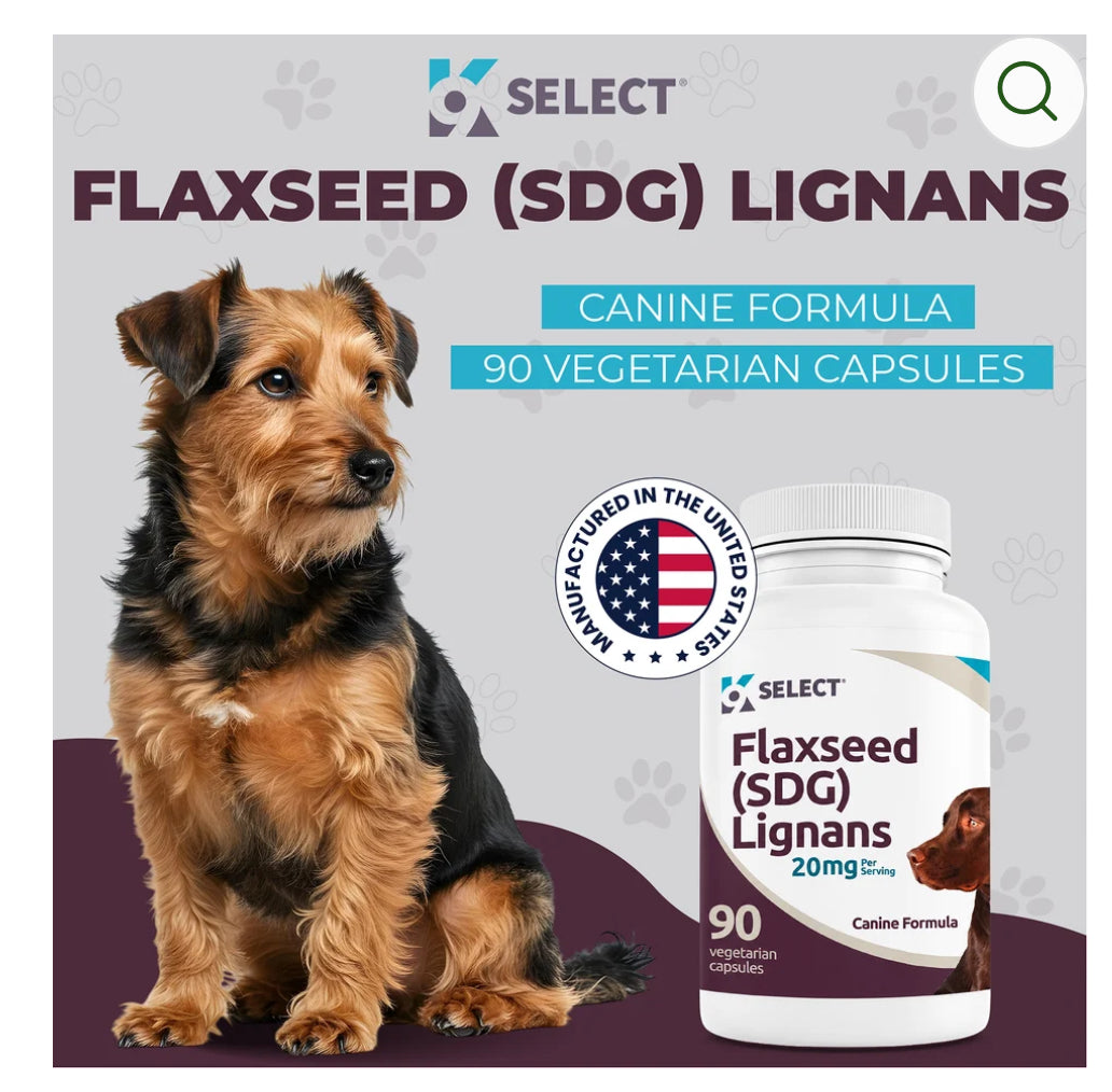 K9 Select Flaxseed (SDG) Lignans 20mg | Canine Formula | 90 Vegetarian Capsules